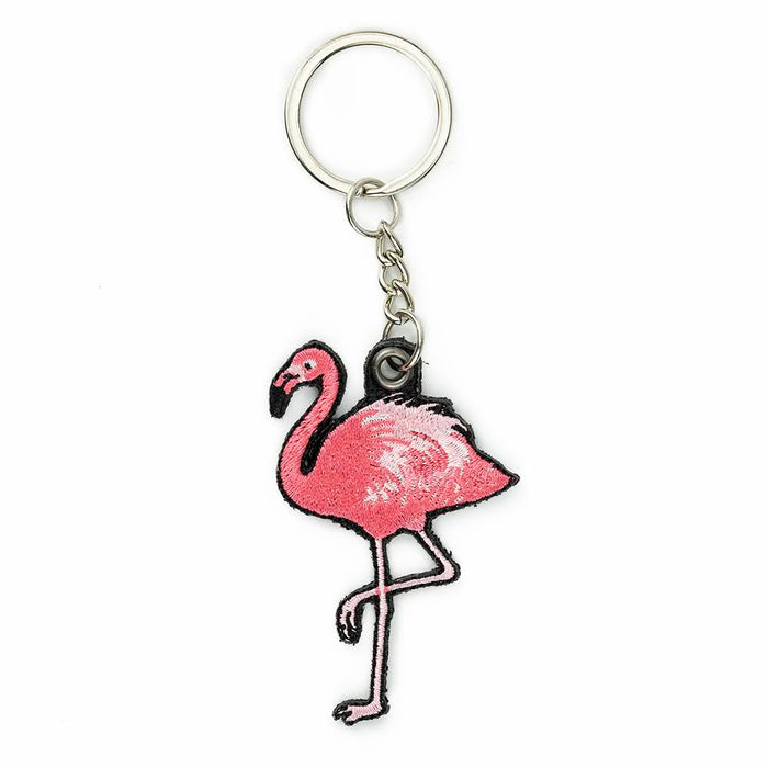 Flamingo Embroidered Keychain