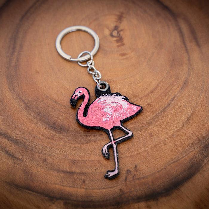 Flamingo Embroidered Keychain