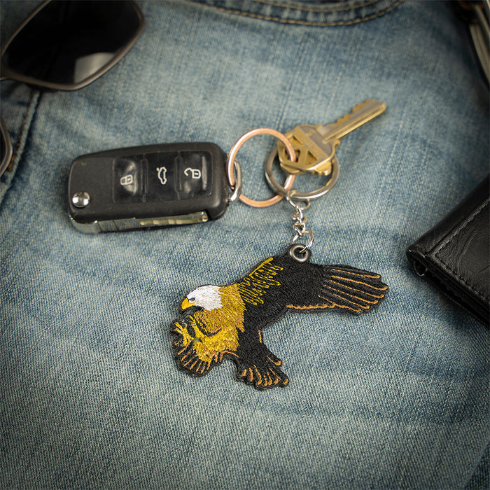 Bald Eagle Embroidered Keychain