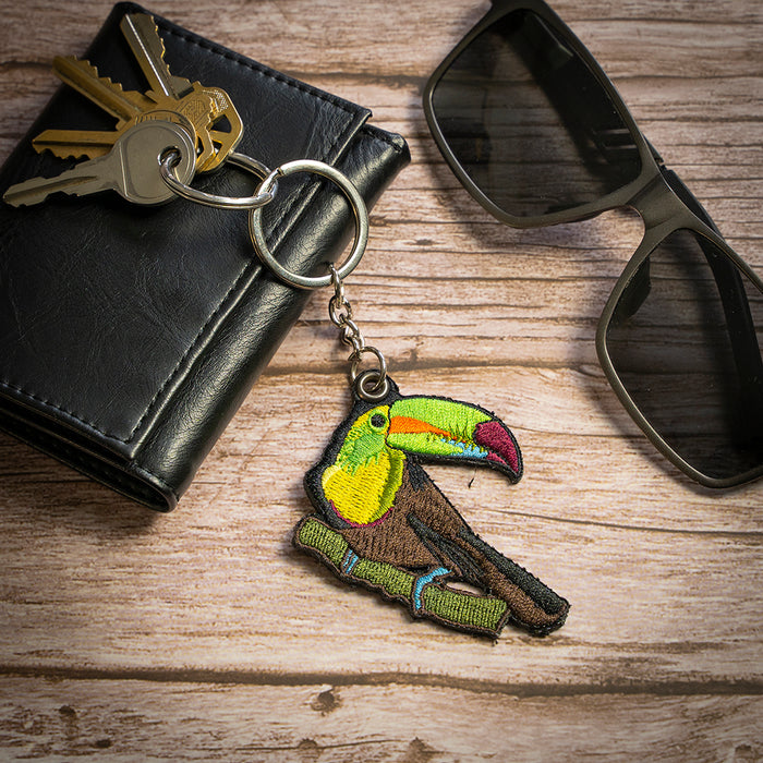 Toucan Embroidered Keychain