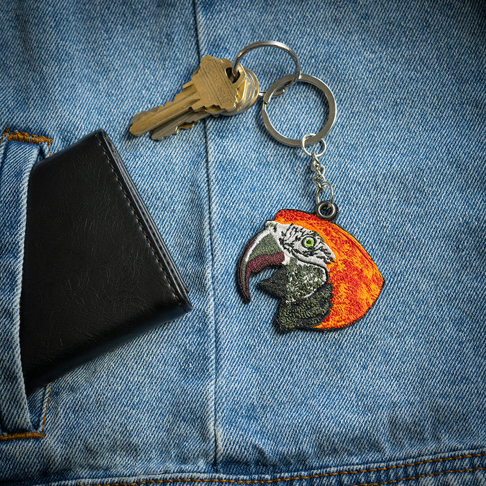 Macaw Embroidered Keychain