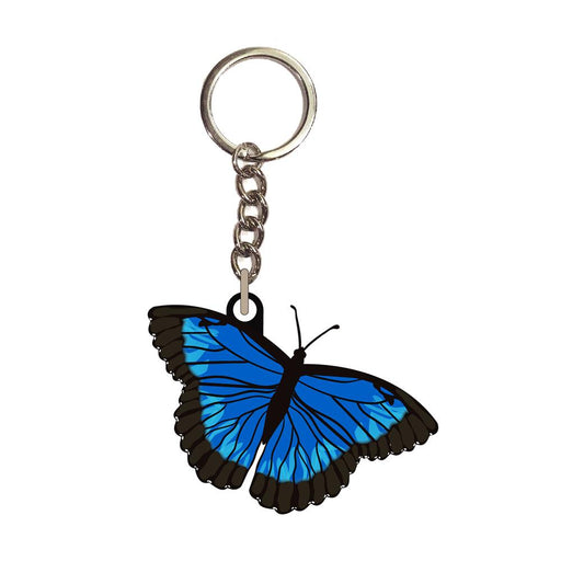 Blue Morpho Butterfly Embroidered Keychain Keychain Blue Planet Jewelry