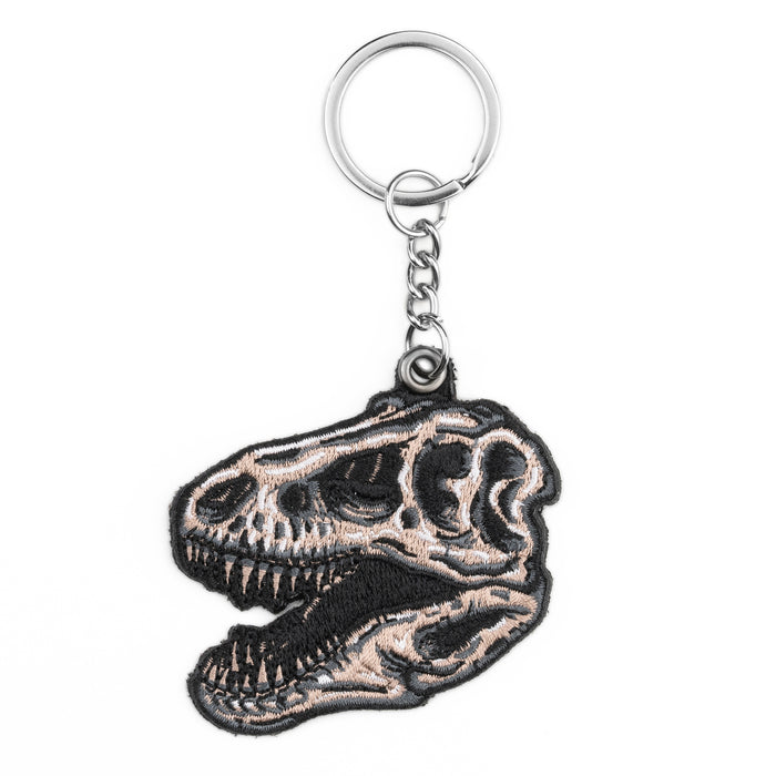 Dino Skull Embroidered Keychain