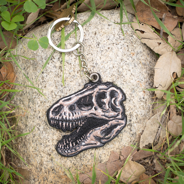 Dino Skull Embroidered Keychain